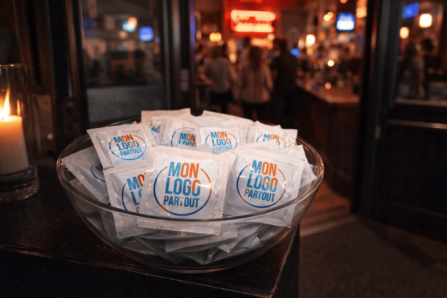 Préservatifs mis à disposition à l'entrée d'un bar